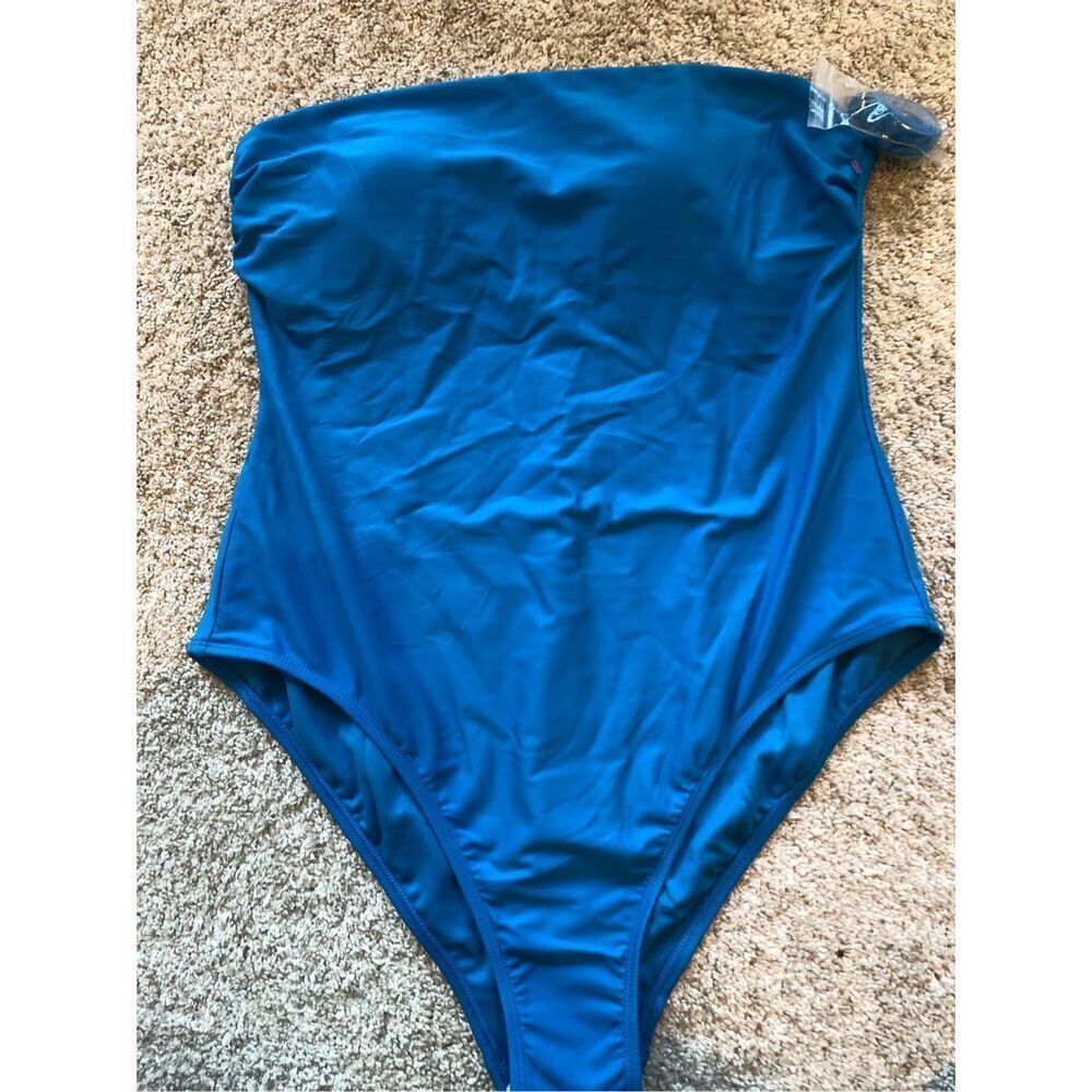 Shade & Shore Women’s Blue One Piece Swimsuit with Straps Size XL(16)